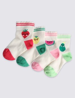 4 Pairs of Cotton Rich Socks (0-24 Months)