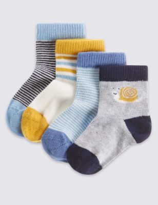 4 Pairs of Cotton Rich Socks (0-24 Months)