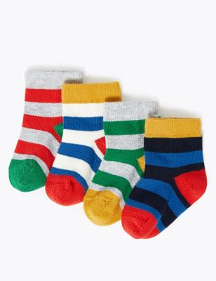 Lot de 4 paires de chaussettes bébés en coton à rayures (jusqu'au 24 mois) - Multi