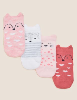 

Girls M&S Collection 4pk Cotton Rich Animal Baby Socks (0-24 Mths) - Pink Mix, Pink Mix