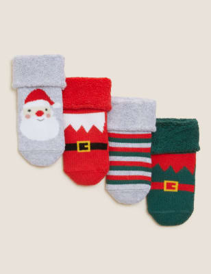 

Unisex,Boys,Girls M&S Collection 4pk Terry Christmas Baby Socks (7lbs - 24 Mths) - Multi, Multi