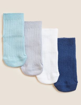 4pk Cotton Rich Ribbed Baby Socks (0-3 Yrs) - AT