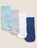 Balení 4&nbsp;párů dětských ponožek s&nbsp;vysokým podílem bavlny, a&nbsp;žebrováním (0–3&nbsp;roky)