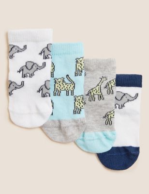 

Boys M&S Collection 4pk Cotton Rich Animal Baby Socks (0-3 Yrs) - Multi, Multi