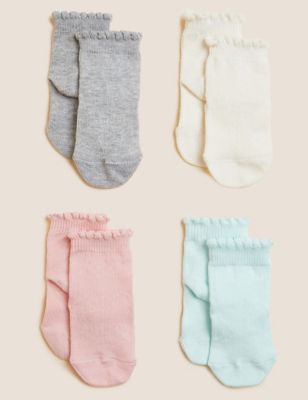 Marks And Spencer Girls M&S Collection 4pk Cotton Rich Baby Socks (0-3 Yrs) - Multi