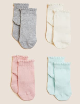 Marks And Spencer Girls M&S Collection 4pk Cotton Rich Baby Socks (0-3 Yrs) - Multi, Multi