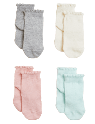 

Girls M&S Collection 4pk Cotton Rich Baby Socks (0-3 Yrs) - Multi, Multi