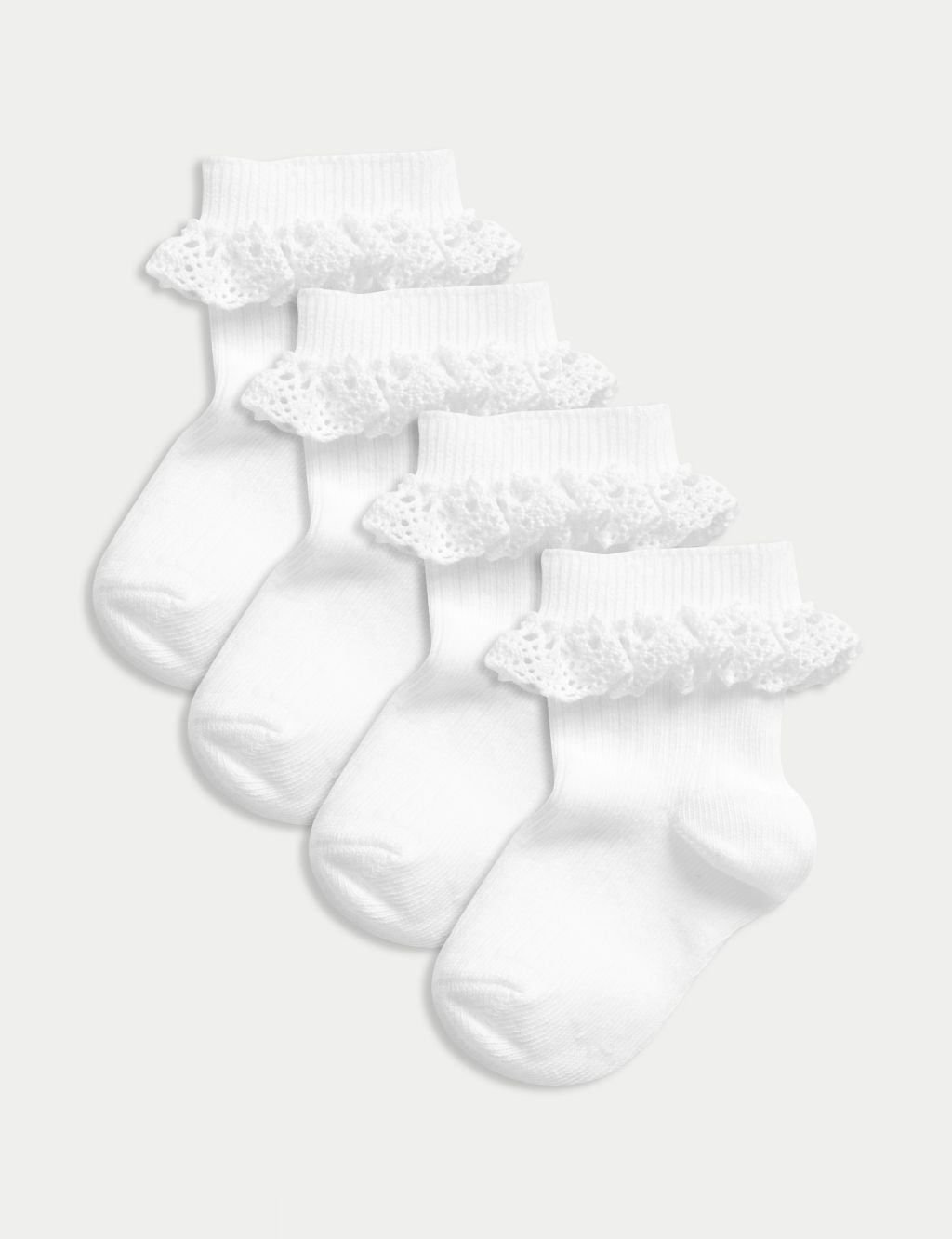 4pk Cotton Rich Ribbed Frill Baby Socks (0-3 Yrs) image 1
