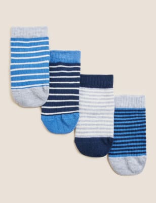 

Boys M&S Collection 4pk Cotton Rich Striped Baby Socks (0-3 Yrs) - Blue Mix, Blue Mix