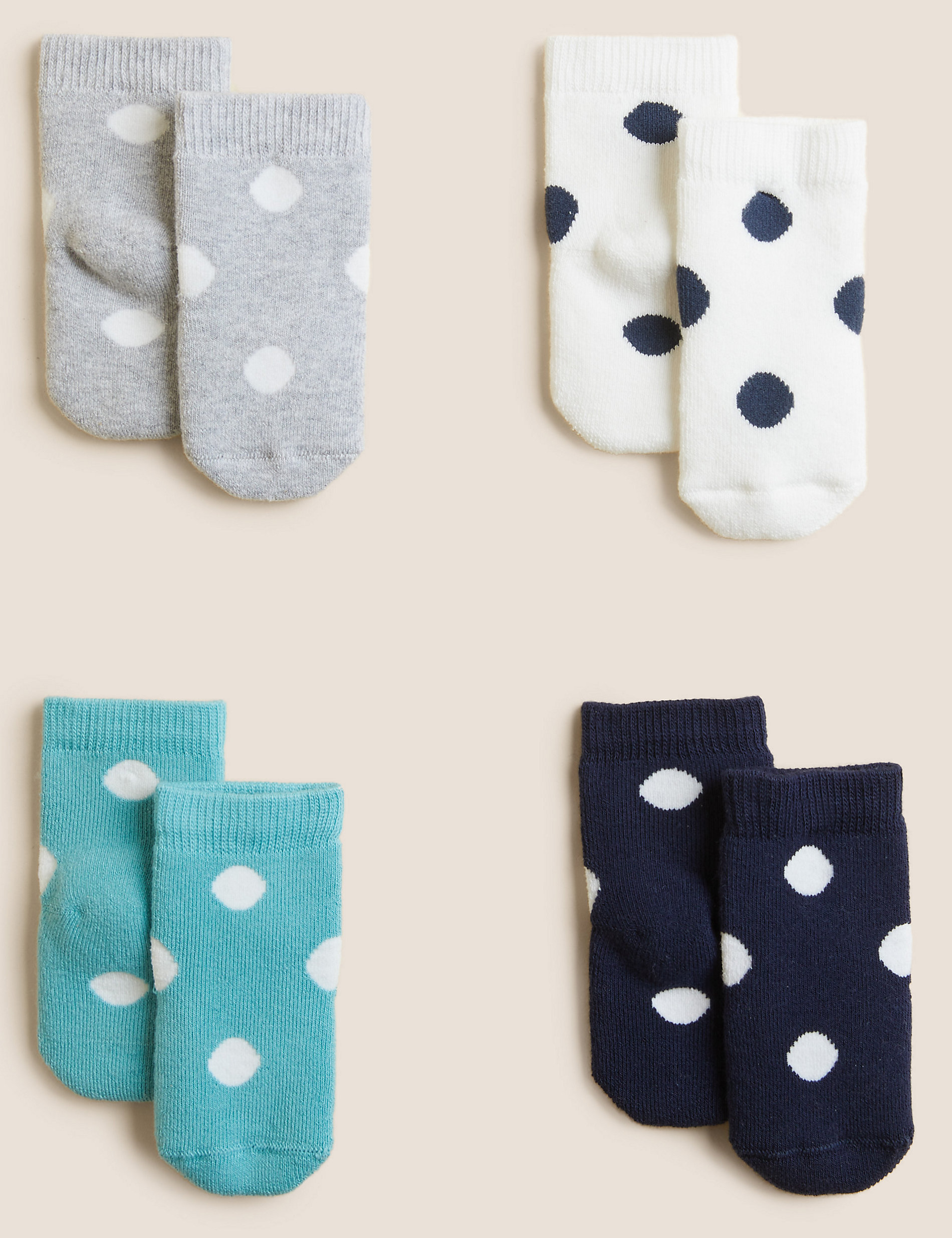 Lot de 4&nbsp;paires de chaussettes bébés en coton à pois (jusqu'au 2&nbsp;ans)