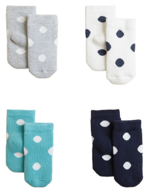 

Girls M&S Collection 4pk Cotton Rich Spotty Baby Socks (7lbs - 2 Yrs) - Multi, Multi
