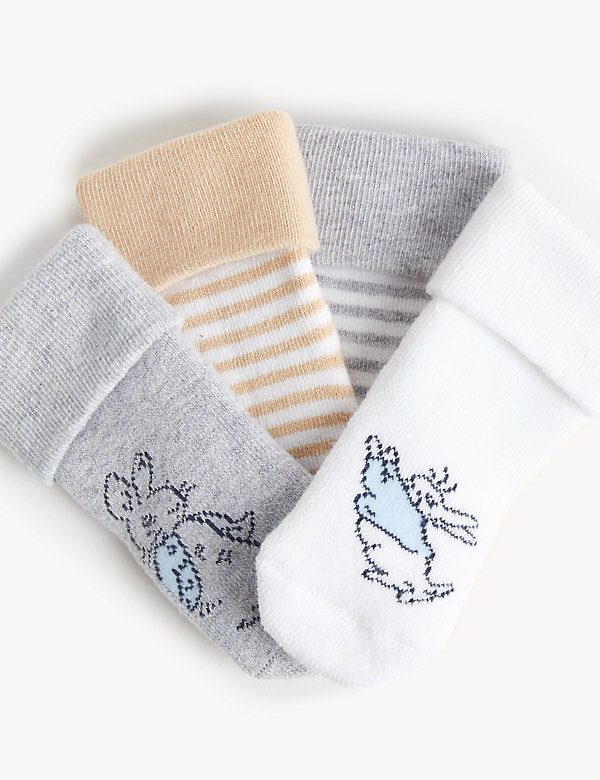 Lot de 4 paires de chaussettes à motif Peter Rabbit™ en coton (jusqu'au 2 ans) | M&S FR