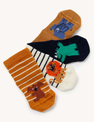 

M&S Collection 4er-Pack Babysocken mit hohem Baumwollanteil und Tiermuster (0-3 J.) - Multi, Multi