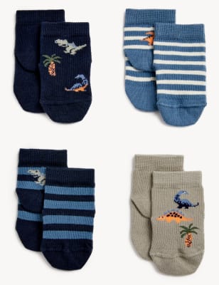 4pk Cotton Rich Dinosaur Baby Socks