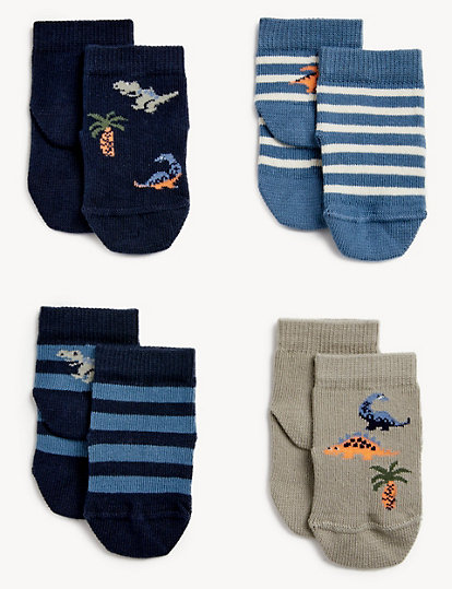 4pk Cotton Rich Dinosaur Baby Socks