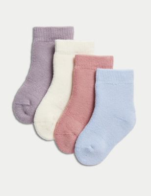 M&S 4pk Terry Baby Socks - 12-24 - Multi, Multi