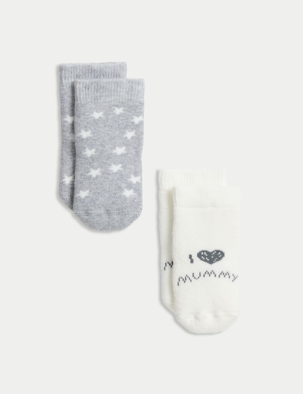 2pk Cotton Rich I Love Mummy Baby Socks (0-3 Yrs)