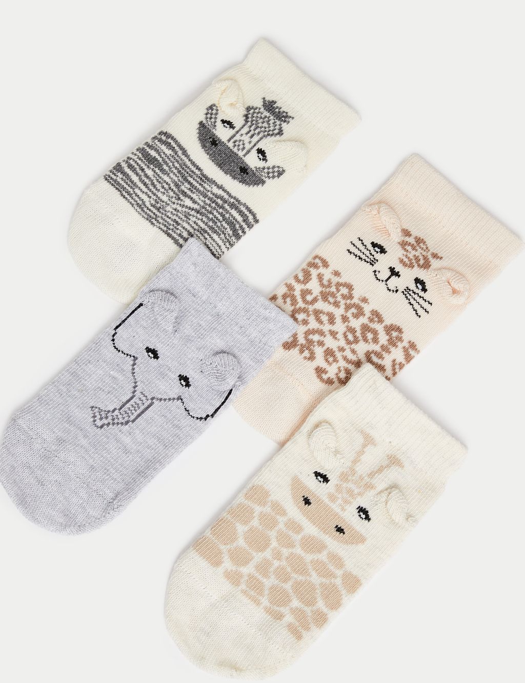 4pk Cotton Rich Animal Baby Socks (0-3 Yrs) image 3