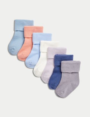 M&S 7pk Cotton Rich Baby Socks - 12-24 - Multi, Multi