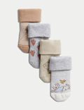 מארז 4 זוגות גרביים לתינוקות ™Peter Rabbit מבד עשיר בכותנה (3 ק"ג-12 חודשים)