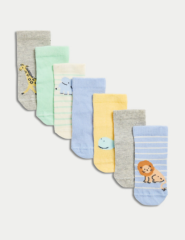 Ponožky pro miminka se zvířátky a&nbsp;vysokým podílem bavlny, 7&nbsp;párů v&nbsp;balení - CZ
