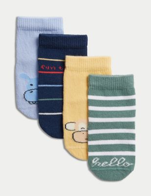 4pk Cotton Rich Patterned Socks (0-3 yrs) - CA