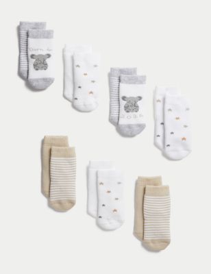 M&S 7pk Cotton Rich Born in 2024 Socks (0-12 Months) - 6-12 - Multi, Multi