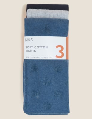 

Girls M&S Collection 3pk Cotton Rich Tights - Blue Mix, Blue Mix