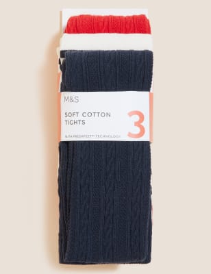 

M&S Collection 3er-Pack Strumpfhosen mit hohem Baumwollanteil (2-14 J.) - Red Mix, Red Mix