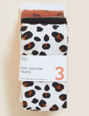 

Girls M&S Collection 3pk Cotton Rich Leopard, Star & Striped Tights (2-14 Yrs) - Soft Brown Mix, Soft Brown Mix