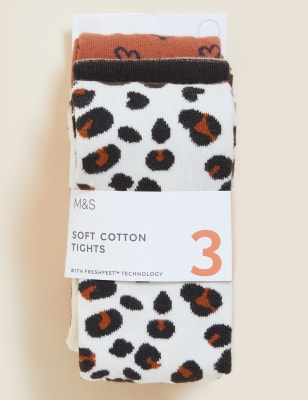 

Girls M&S Collection 3pk Cotton Rich Leopard, Star & Striped Tights (2-14 Yrs) - Soft Brown Mix, Soft Brown Mix