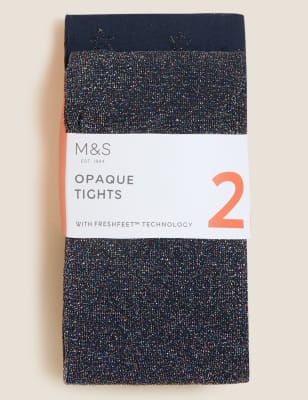 

Girls M&S Collection 2pk 40 Denier Sparkle Tights (2-14 Yrs) - Navy Mix, Navy Mix