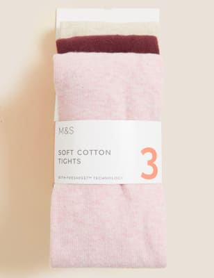 

Girls M&S Collection 3pk Cotton Rich Tights (2-14 yrs) - Multi, Multi