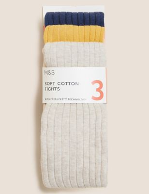 

Girls M&S Collection 3pk Cotton Rich Ribbed Tights (2 - 14 Yrs) - Multi, Multi