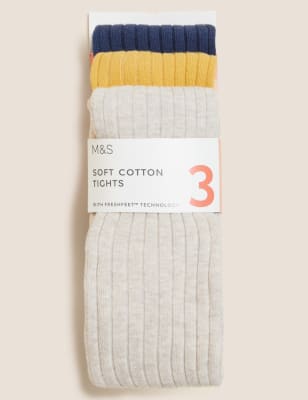 3pk of Cable Knit Tights (2-16 Yrs), M&S Collection