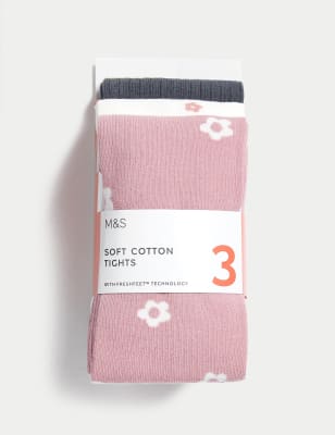 

Girls M&S Collection 3pk Cotton Rich Daisy Tights (2-14 Yrs) - Multi, Multi