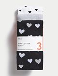 Pack de 3 pares de medias de algodón con diseño de corazones (2-14&nbsp;años)