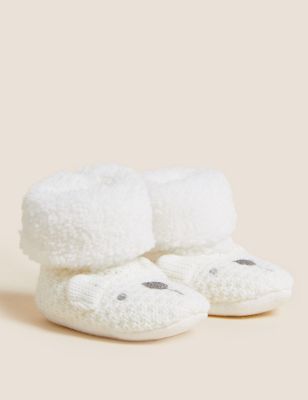 

Unisex,Boys,Girls M&S Collection Polar Bear Knitted Booties (0-24 Mths) - Ivory, Ivory