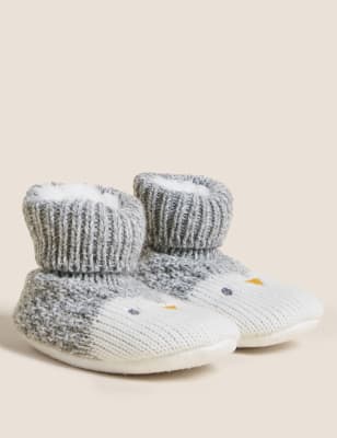 

M&S Collection Gestrickte Babyschühchen mit Pinguinmotiv (0-24 Monate) - Grey Marl, Grey Marl