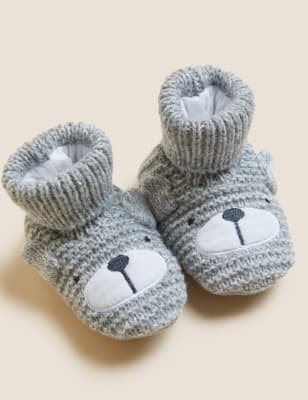 

Unisex,Boys,Girls M&S Collection Bear Baby Booties (0-24 Mths) - Grey, Grey