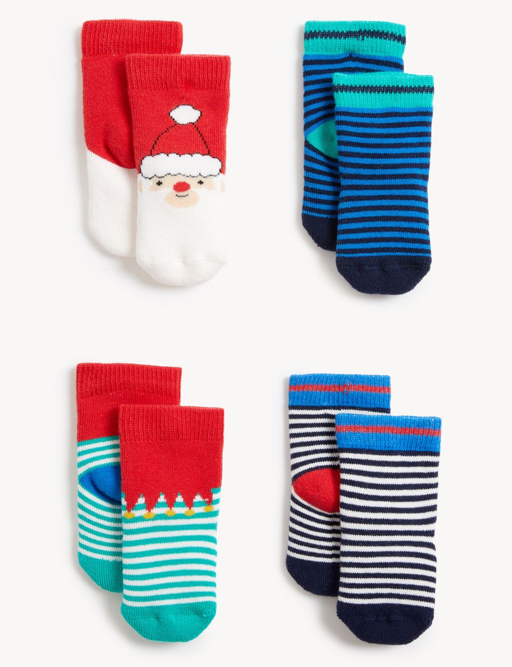 4pk Cotton Rich Christmas Baby Socks (7lbs - 2 Yrs) image 1
