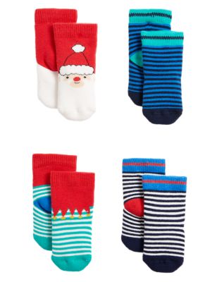 

Unisex,Boys,Girls M&S Collection 4pk Cotton Rich Christmas Baby Socks (7lbs - 2 Yrs) - Multi, Multi
