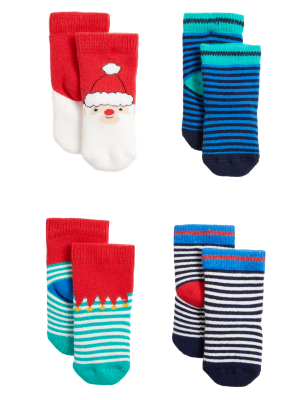 

Unisex,Boys,Girls M&S Collection 4pk Cotton Rich Christmas Baby Socks (7lbs - 2 Yrs) - Multi, Multi