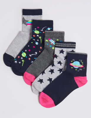 Lot de 5&nbsp;paires de chaussettes &agrave; motif spatial