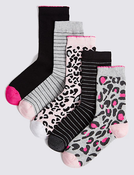 5 Pairs of Animal Print Socks | M&S
