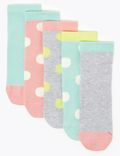 5 Pack of Spotted & Colour Block Socks