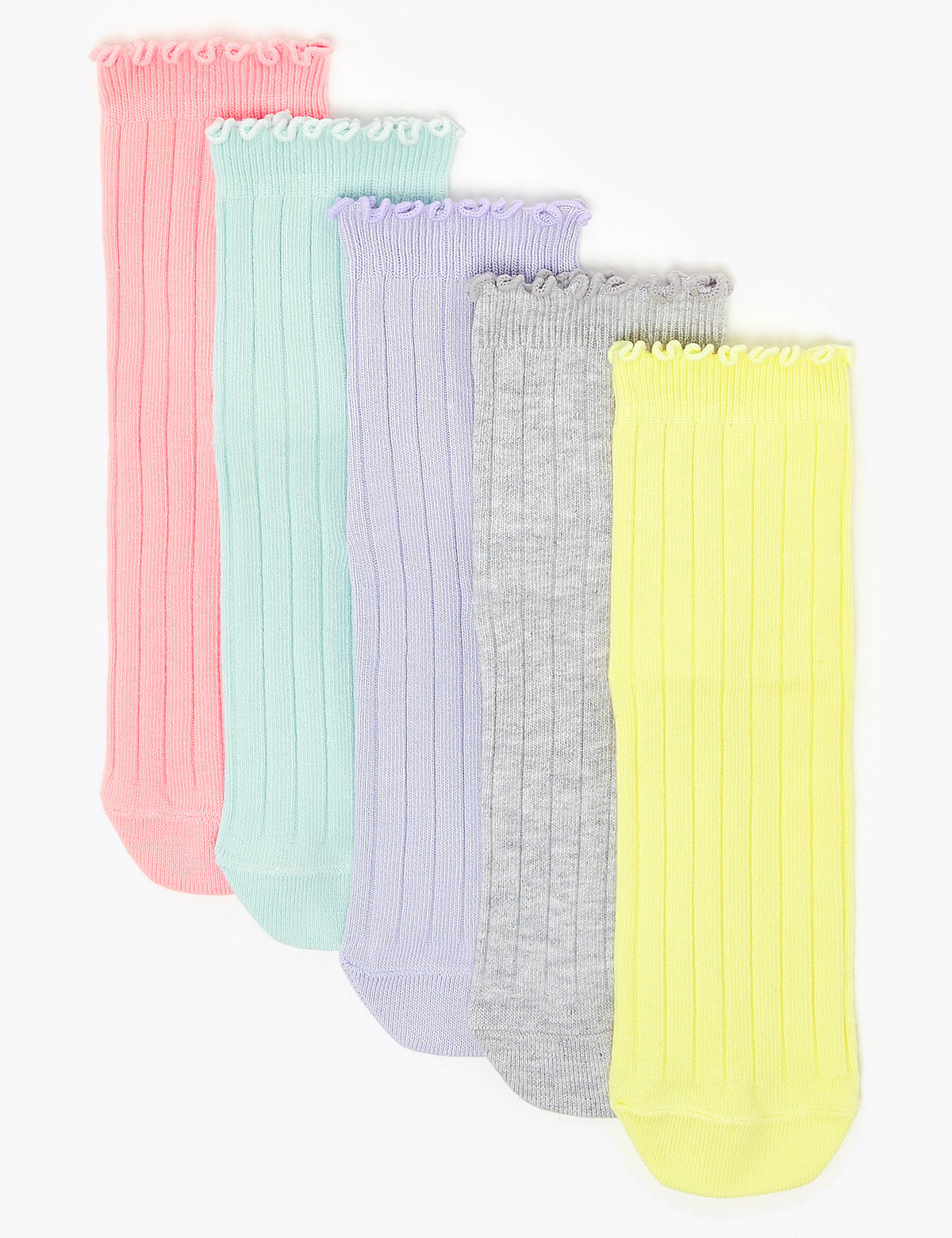 5 Pack of Cotton Ribbed Socks