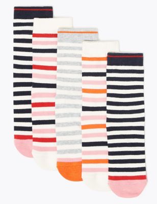 5 Pairs of Cotton Rich Striped Socks | M&S