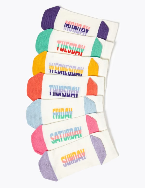 7 Pack Days of the Week Trainer Liner Socks