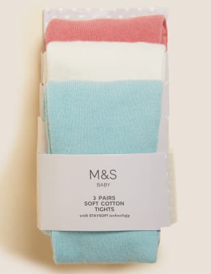 Lot de 3&nbsp;paires de collants bébé en coton (jusqu'au 3&nbsp;ans) - FR